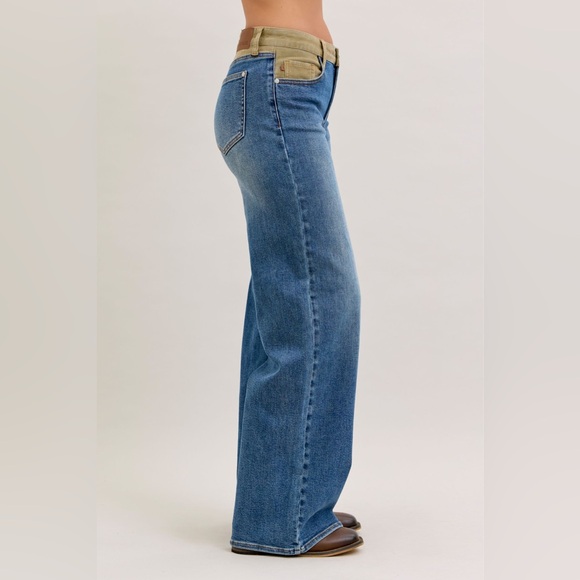 NEW🎉Judy Blue MR Column Straight Jeans with Corduroy Waist - Picture 3 of 11